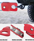 Heavy Duty Snatch Block Winch Pulley 8000 LBS Recovery Kit For Trucks ATV SUV UTV Off Road Towing With Synthetic Rope And Steel Cable 4 Ton Capacity Ready For Hardcore Recovery Situations, red steel pulley on truck hitch