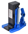 Smooth Operator Manual Hydraulic Claw Jack With 5 Ton Top Lift Plus 2.5 Ton Hook Capacity For Heavy Duty Auto Repair, black and blue design.
