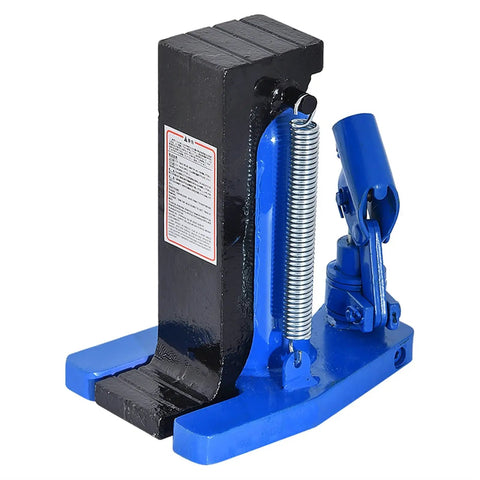 Smooth Operator Manual Hydraulic Claw Jack With 5 Ton Top Lift Plus 2.5 Ton Hook Capacity For Heavy Duty Auto Repair, black and blue design.