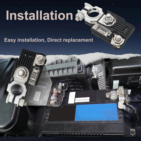 180 Amp Battery Fusible Fuse B with Positive Terminal for Hyundai, shown installed on car battery, easy plug-and-play OEM link.