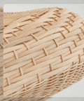 Close-up of handwoven rattan material on Boho Woven Rattan Pendant Light Dome Ceiling Fixture For Kitchen Island 15.74 Inch