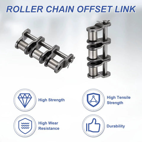Premium Manganese Steel ISO 16B-3 Roller Chain Offset Half Link for heavy duty machinery with high strength and wear resistance.