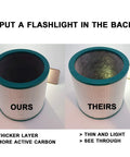 Comparison of Replacement Filter For Dyson TP01 TP02 TP03 AM11 Pure Cool Link Tower Purifier with a flashlight behind.