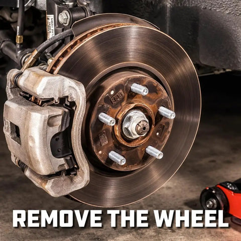 Wheel hub and brake disc showing where the Half Inch Drive 36mm 6 Point Extra Deep Axle Nut Socket is used for axle nut removal