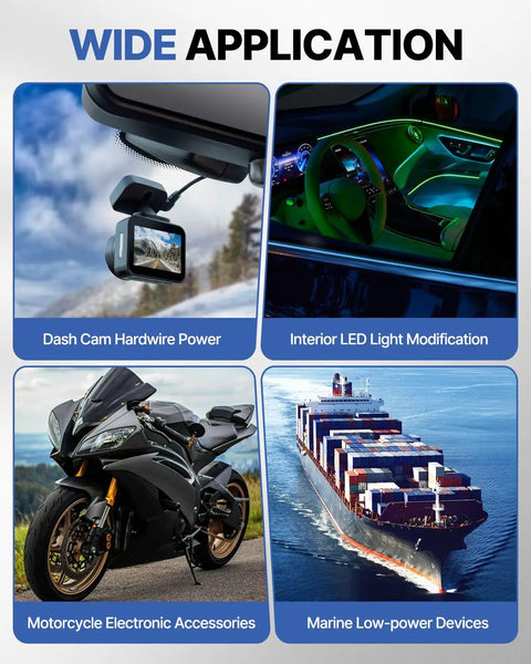 Top Shelf Ride Ready 12V Add A Circuit Fuse Taps With Assorted Blade Fuses, Heavy Duty Tinned Copper Holder Kit For Truck Installations, Plug And Play Wiring Upgrade for dash cams, LED lights, motorcycles, and marine devices.