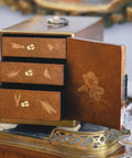 Straight Up Gold Tiny Drawer Knobs With Matching Screws, Sweet Small Round Handles For Dressers Cabinets And Jewelry Boxes on a decorative jewelry box.