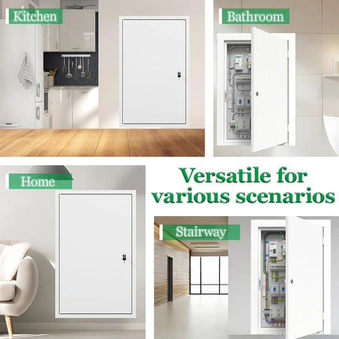 Total No Brainer Install Aluminum Access Panel With Strong Reinforced Door For Drywall in kitchen and bathroom settings.