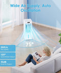 Windowless Portable Air Cooler With 6L Reservoir 3-In-1 Evaporative AC Humidifier And Fan shown in a living room