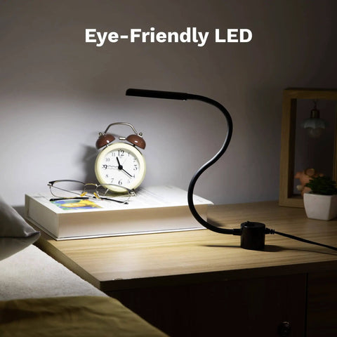 Magnetic Sewing Machine Light With 12 Inch Gooseneck Arm Pro Grade Ultra Bright 60 LED Daylight Work Light on desk next to clock