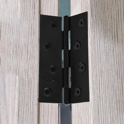 10 Pcs Two Inch Black Stainless Steel Small Door Hinges With Screws Kit For Doors Windows Cabinets Dollhouses Wooden Boxes Toolboxes And Furniture Projects Three Leaf Non Mortised Hinges installed on wood