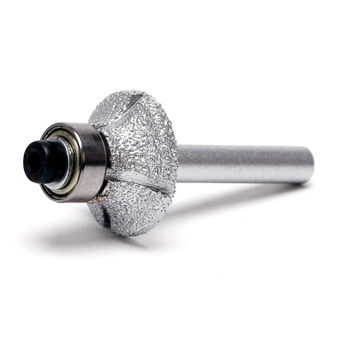 Vacuum Brazed Diamond Router Bit 1/4 Inch Shank For Marble Granite And Travertine Delivers Hella Smooth Bullnose Edge Profiles On Countertops And Shower Curbs Making Your Renovation Look Absolutely Sick, showing side view of the bit.