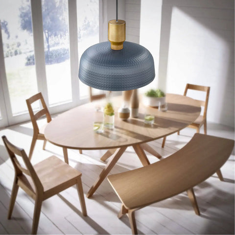 Lit Hammered Metal Pendant Light With Adjustable Height Modern Ceiling Hanging Fixture for kitchen island above table