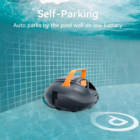 Cordless Pool Vacuum Robot With 120 Minute Runtime Beefy Dual Motor Power Auto Park Two Cleaning Paths Easy Maintenance