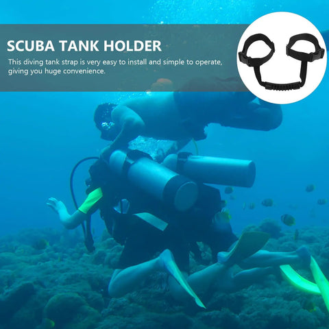 Adjustable Scuba Tank Hose Retainer Band With Handle Portable Diving Bottle Carrier Strap in use underwater during scuba dive