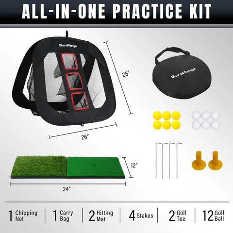 Ultimate Pop Up Golf Chipping Net Set For Portable Practice On The Go with foldable design, hitting mats, balls, and tees