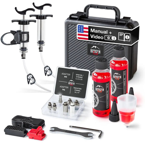 Pro Grade Brake Bleed Kit For Shimano Tektro And TRP Hydraulic Disc Brakes With Video Guide Includes 2x Mineral Oil Fluid Do It Yourself Bleed Tool For Road And Mountain Bikes