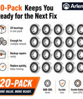20 Pack 608 Bearings 2RS Premium Steel Sealed Deep Groove Bearings for skateboards scooters inline skates and small wheels