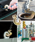 Three Eighths Inch Clevis Slip Hook Set With Safety Latch G70 Tow And Winch Hook Built Tough for trailer transport visible in use on vehicles and machinery