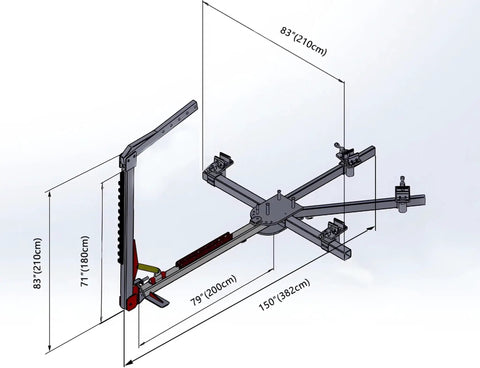 Beefed-Up 10 Ton Hydraulic Auto Frame Straightener And Beam Alignment Machine dimensions and structure diagram