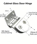 Built Tough Glass Door Hinge For 4 To 7mm Glass, Zinc Alloy Stainless Steel Construction, Heavy Duty Support For Wine Cabinets And Sauna Rooms, Easy Install, Durable Pearl Finish, 2 Pack; cabinet hinge diagram with 33mm and 25mm measurements
