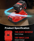 Two Pack 18V 6000mAh Replacement Battery For Milwaukee M18 Tools Long Lasting High Capacity Battery Pack With One Multi Voltage Charger Included Red Power Up For Busy Jobs