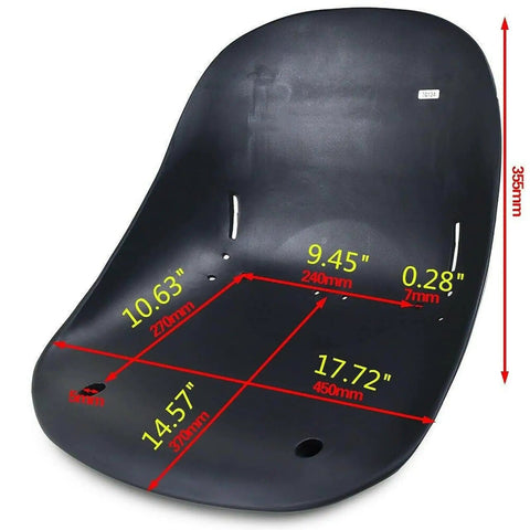 Go cart seat for 32 Inch Go Kart Rear Axle Kit With Steering Parts And 72V 3000W Electric Motor Kit, dimensions labeled in inches.