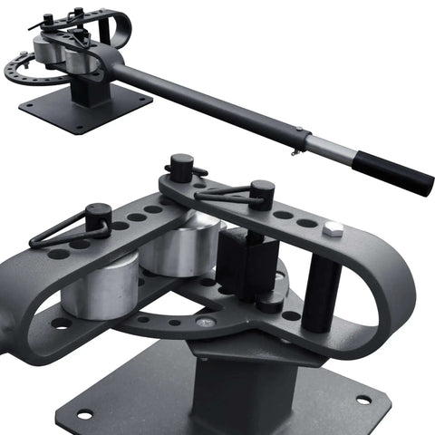 Compact Bench Top Metal Bender with 7 Dies, Manual Flat Bar Bender, Pro Grade Heavy Duty Machine with telescoping handle, YP-9.