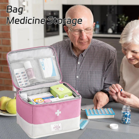 Grab And Go Travel Medicine Bag Organizer for First Aid Kits Empty Medical Bag for Home Travel Camping spacious pink case