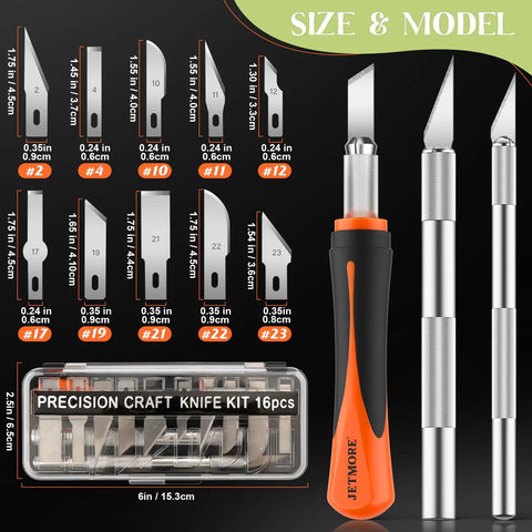Exacto Knife Set With 16 Pieces Including Three Craft Knives And Thirteen SK5 Steel Blades For Precise Carving Modeling