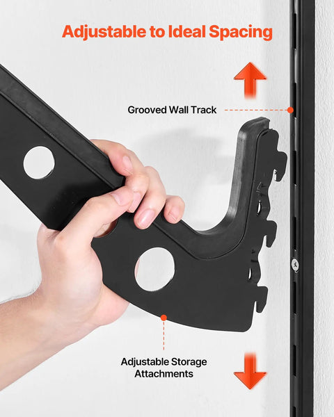 Adjustable storage attachments for Badass 4 Tier Horizontal Surfboard Wall Mount Rack Adjustable Height Metal Organizer.