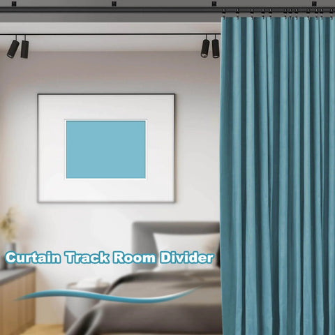 All-In-One Bendable Ceiling Curtain Track System With 12Ft Flexible Sliding Rails in room divider setup