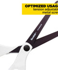 Precision Ultra Edge 8 Inch Non-Stick Scissors showing titanium-fused blades and tension adjustable metal screw.