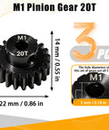 20T 5mm Bore Hardened Steel Motor Pinion Gear 3 Pack For 1/8 And 1/10 RC Crawlers Monster Trucks And Boats
