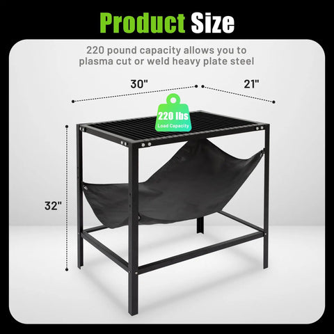 32 Inch Plasma Cutting Table With 21 Inch Wide Slatted Top And 30 Inch Long Work Surface 250 Lb Capacity Replaceable Slats