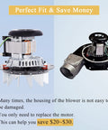 Exhaust Blower Motor Replacement 80602 Fits Vogelzang VG5790 VG5770 Ashley AP5660 Pellet Stove Side and Angle View