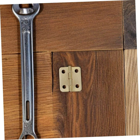 Mini Jewelry Box Hinges Set With Screws 40 Pcs 270 Degree Cabinet Hinges installed on wood surface