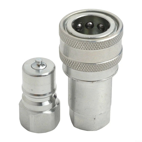 Hydraulic Coupler Set G 3 8 Female Pipe Fitting Carbon Steel High Pressure Sealing Auto Close Prevents Leaks Rustproof Thickened Steel For Harsh Environments Heavy Duty Performance Guaranteed For Pros Need Reliable Gear Every Single Day Without Fail, two-piece view