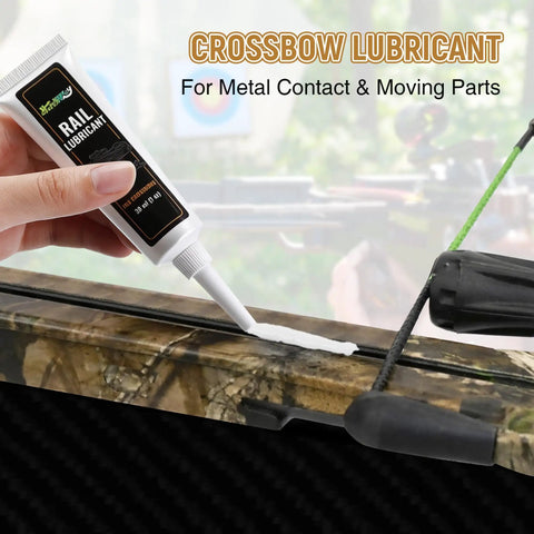Applying rail lubricant from Crossbow Maintenance Kit With Rail Lube And Oil, Precision Applicator Included, 1 oz tube