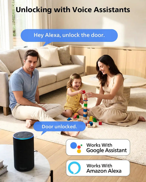 No Sweat Wi-Fi Smart Front Door Lock Set With Handle Slick Keyless Electronic Deadbolt App Remote Control Auto Lock Alexa And Google Compatible Pretty Darn Secure Hidden Keypad Easy Mount