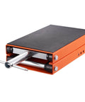 Heavy Duty Motorcycle Lift With Wide Deck and 1100 Lbs Capacity, Scissor Jack With Safety Pin, Adjustable Height, orange steel frame