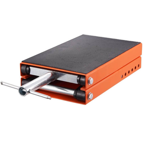 Heavy Duty Motorcycle Lift With Wide Deck and 1100 Lbs Capacity, Scissor Jack With Safety Pin, Adjustable Height, orange steel frame