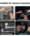 Rugged 1080P Endoscope Camera With 4.3 Inch LCD IP67 Waterproof Sewer Inspection 7.9mm Lens 8 LED Lights and 16.5ft Semi-Rigid Probe for Clear Real-Time Views in Tight Hard-To-Reach Spaces for appliance, auto, pipe, and industrial inspection