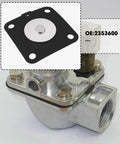 Front view of Briny River diaphragm repair kit with black gasket and metal diaphragm plate for Goyen K2501 valve.