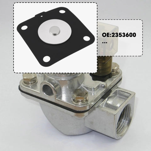 Front view of Briny River diaphragm repair kit with black gasket and metal diaphragm plate for Goyen K2501 valve.