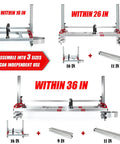 Chainsaw Mill 2.0 Portable Sawmill With Comfort Handle, 3 Adjustable Sizes, Fits 14-36 Inch Planking Bar, shown in various sizes