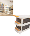 Smooth Rollin Storage Trolley With Four Tier Utility Cart And Covered Plastic Storage Bins in a stylish kitchen setting.