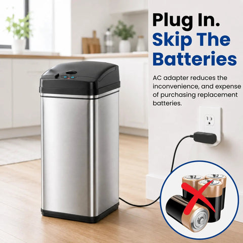 AC Power Adapter For Automatic Sensor Trash Cans, Official Manufacturer Certified, UL Listed, Energy Saving, Keeps Your Sensor Bin Running Smooth, Backed By Full Service Warranty And Loyal Customer Support on sensor trash can