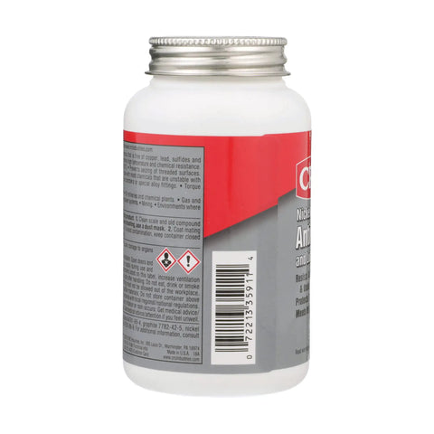 Side view of 8 oz Nickel Anti Seize Lubricating Compound For Fittings And Flanges Go To Heavy Duty Grease For Bolts Bushings And Headers bottle
