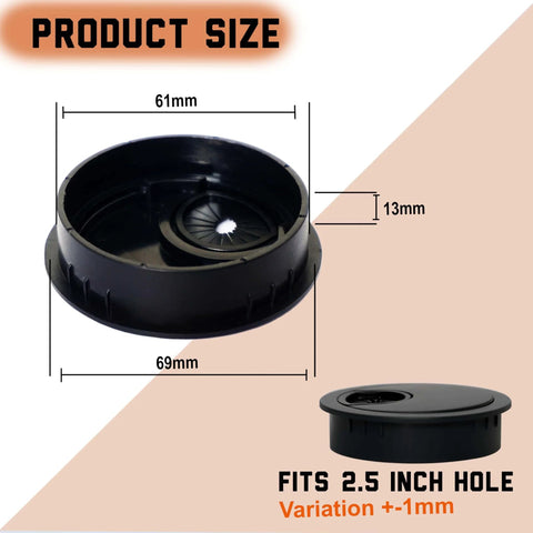 2.5 Inch Plastic Cable Grommet Desk Hole Cover For Wire Management And Cord Organization In Workstations And Tables Fits 60mm Hole ABS Durable Cable Routing Grommet