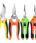 Four Pack Garden Pruning Shears Set With Stainless Steel Blades, Three Blade Types For Flowers, Bonsai And Light Branches